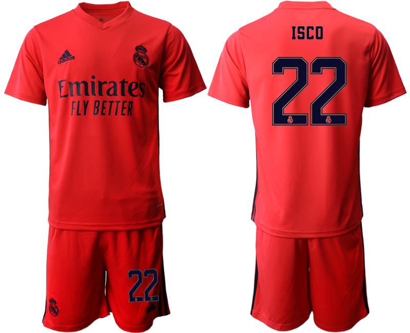 Men 2020-2021 club Real Madrid away #22 red Soccer Jerseys->real madrid jersey->Soccer Club Jersey